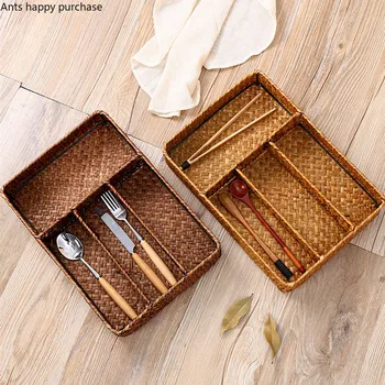 Straw Sundries Storage Basket Desktop Separate Storage Box Knife and Fork Tray Cutlery Tray Key Sundries Hand Finishing Basket
Straw Sundries Storage Basket Desktop Separate Storage Box Knife and Fork Tray Cutlery Tray Key Sundries Hand Finishing Basket