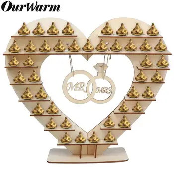OurWarm Wedding Chocolate Stand Mr & Mrs Chocolate Heart Tree Wedding Display Stand Centrepiece Ferrero Rocher Wood Stand