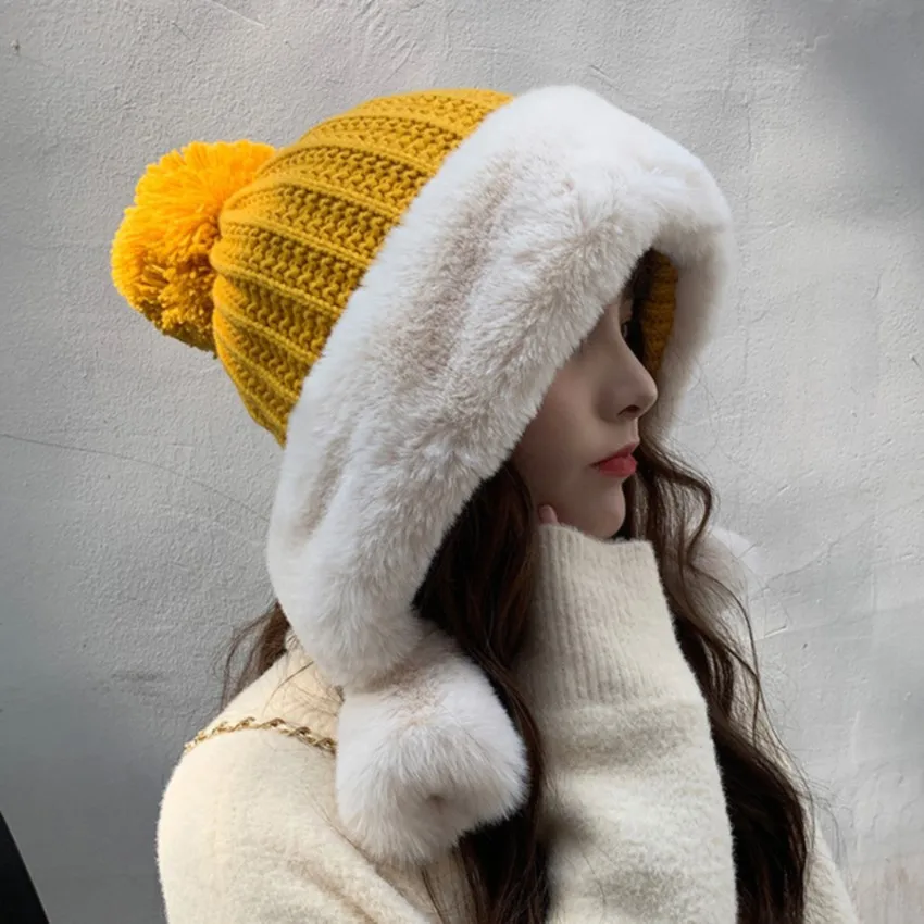 Women's Autumn Winter Ear Protection Plush Thick Skullies Beanies Hat Students Cute Rabbit Hair Warm Knitted Wool Cap
Women's Autumn Winter Ear Protection Plush Thick Skullies Beanies Hat Students Cute Rabbit Hair Warm Knitted Wool Cap