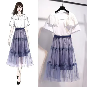 2020 Summer Women Princess Cloth Two Piece Sets Loose School T-Shirts Mesh Swing Casual Skirt Sweet Mid-Calf Suits
2020 Summer Women Princess Cloth Two Piece Sets Loose School T-Shirts Mesh Swing Casual Skirt Sweet Mid-Calf Suits