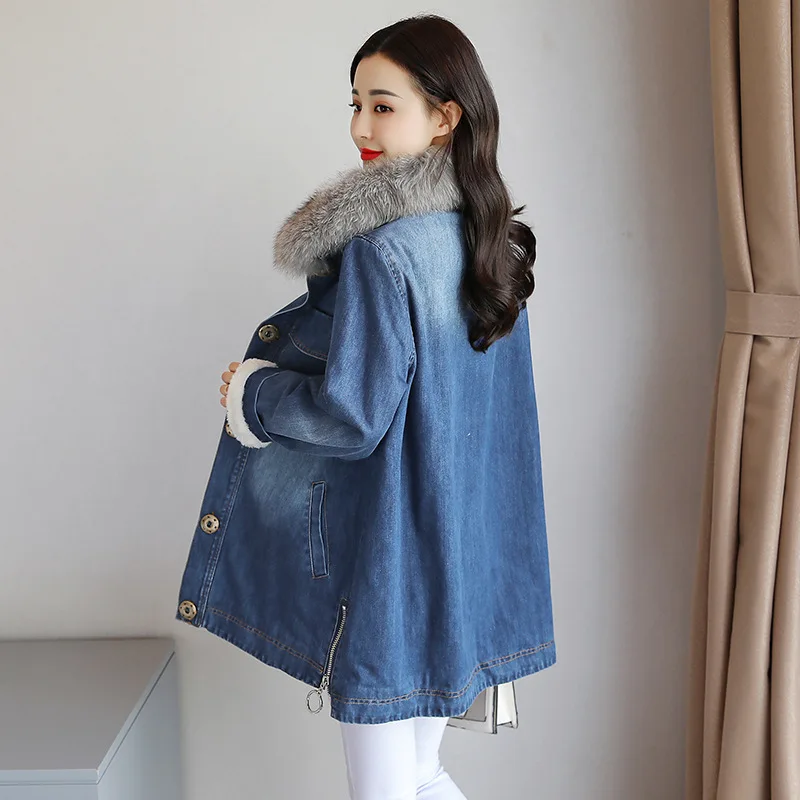 2019 Autumn And Winter New Style Mid-length Slimming Fox Fur Collar Thick Lamb's Wool Cowboy Cotton-padded Clothes Cotton Coat p
2019 Autumn And Winter New Style Mid-length Slimming Fox Fur Collar Thick Lamb's Wool Cowboy Cotton-padded Clothes Cotton Coat p