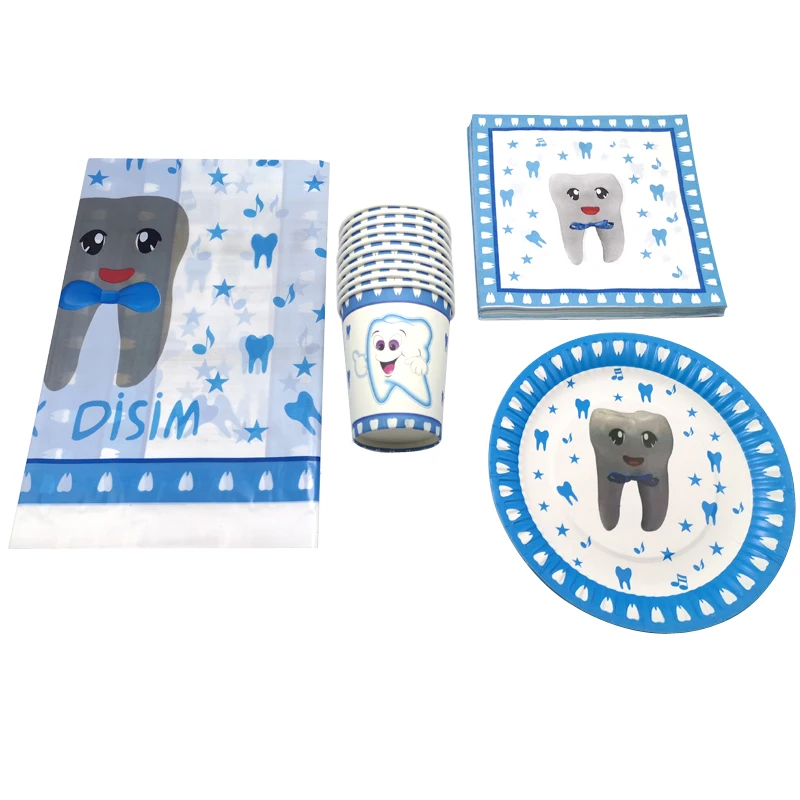 61pcs/lot First Tooth Theme Tableware Set Decoration Napkins Cups Happy Birthday Party Baby Shower Boys Favors Plates Tablecloth
61pcs/lot First Tooth Theme Tableware Set Decoration Napkins Cups Happy Birthday Party Baby Shower Boys Favors Plates Tablecloth