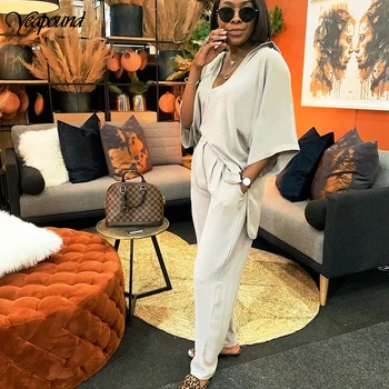 Women Loose Two Piece Sets Casual V Neck Tshirt+wide Leg Pants Bat Sleeve Autumn 2pieces Set Fashion Female Matching Outfits
Women Loose Two Piece Sets Casual V Neck Tshirt+wide Leg Pants Bat Sleeve Autumn 2pieces Set Fashion Female Matching Outfits