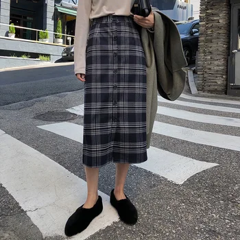 Woman Preppy Style Straight Empire Waist Button Cashmere Female Skirts Retro Plaid Skirts
Woman Preppy Style Straight Empire Waist Button Cashmere Female Skirts Retro Plaid Skirts
