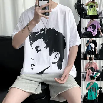 Men's T-shirt 2020 summer new slim solid color figure head print T-shirt loose casual fashion personality youth men's wear 
Men's T-shirt 2020 summer new slim solid color figure head print T-shirt loose casual fashion personality youth men's wear