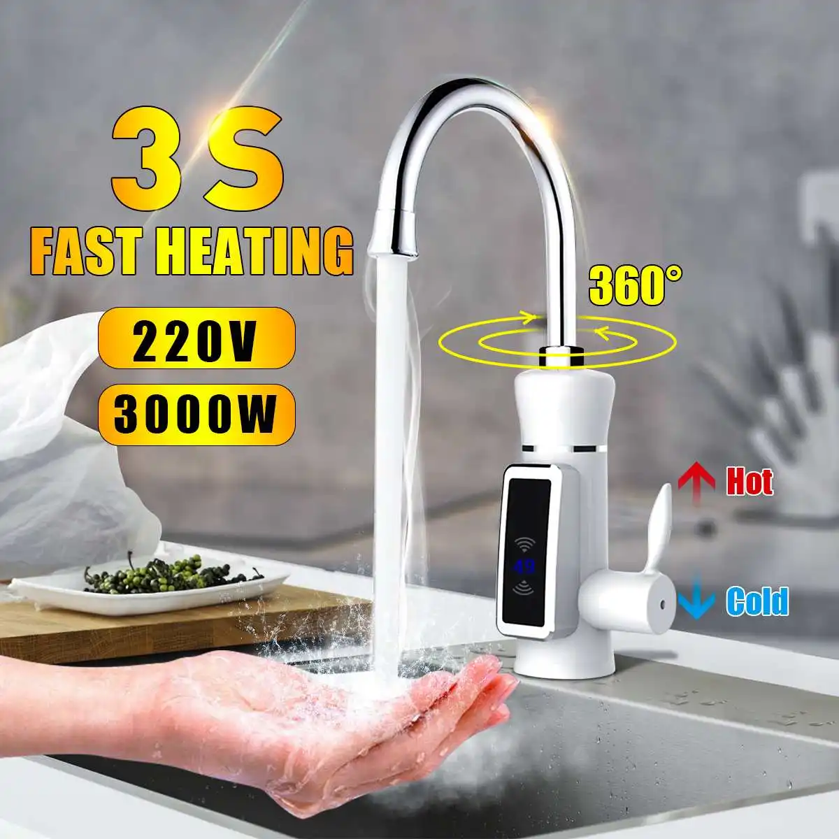 220V 3000W Electric Kitchen Water Heater Tap 3S Instant Hot Water Faucet Heater Cold Heating Faucet Instantaneous Water Heater
220V 3000W Electric Kitchen Water Heater Tap 3S Instant Hot Water Faucet Heater Cold Heating Faucet Instantaneous Water Heater