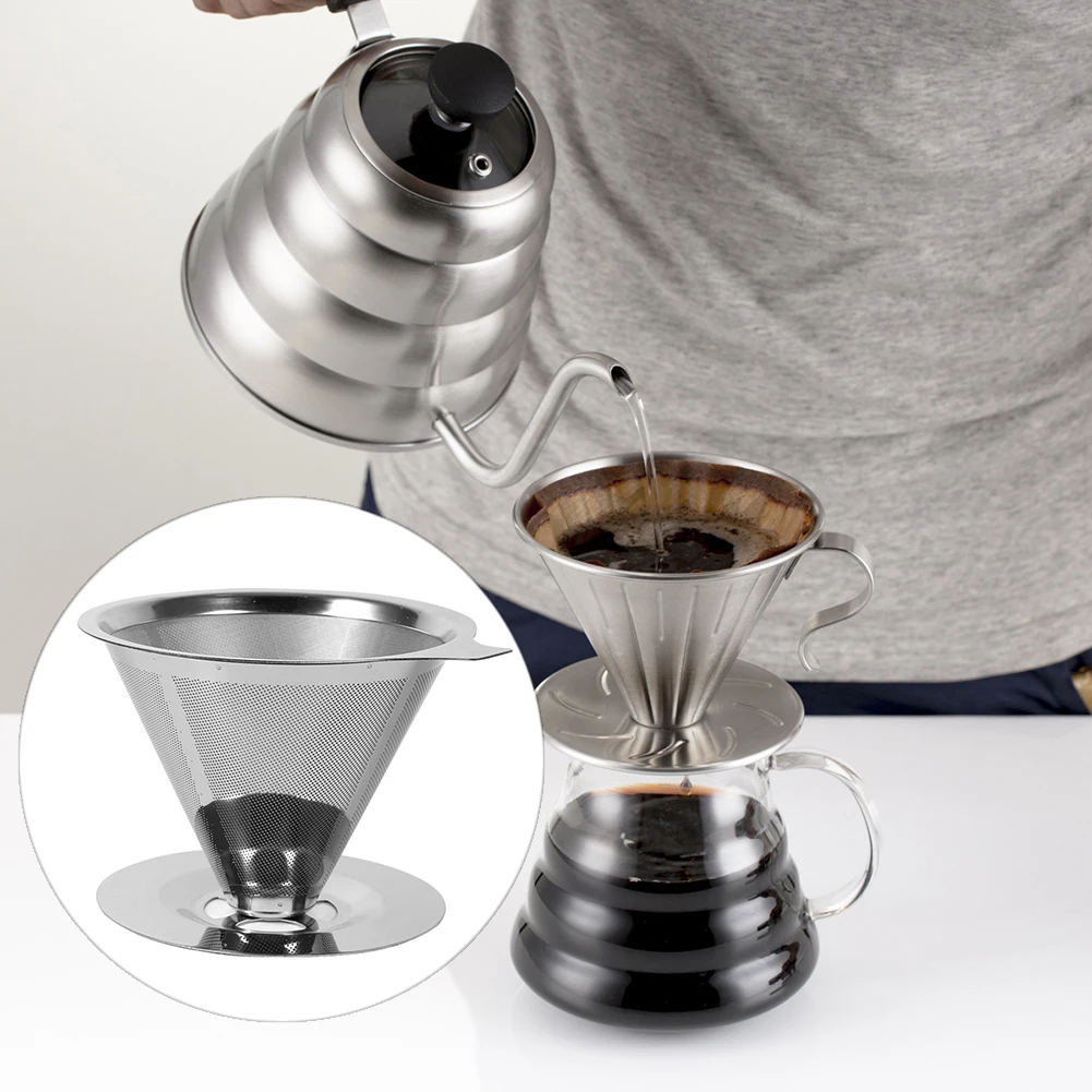 Stainless Steel Reusable Coffee Filter Holder Pour Over Mesh Tea Dripper Cup Coffee Filter Tea Coffee Cup Holder Filter Cup Bar 
Stainless Steel Reusable Coffee Filter Holder Pour Over Mesh Tea Dripper Cup Coffee Filter Tea Coffee Cup Holder Filter Cup Bar