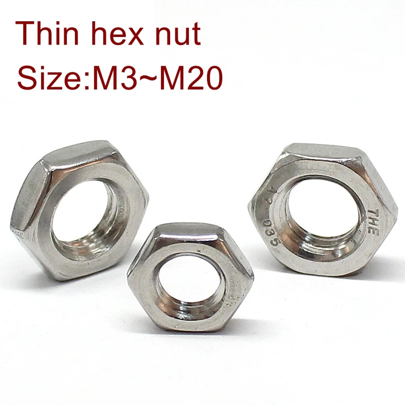 DIN439 Stainless Steel Thin hex Nuts SUS304 Thin nuts M3M4M5M6M8M10M12M14M16M18M20
DIN439 Stainless Steel Thin hex Nuts SUS304 Thin nuts M3M4M5M6M8M10M12M14M16M18M20