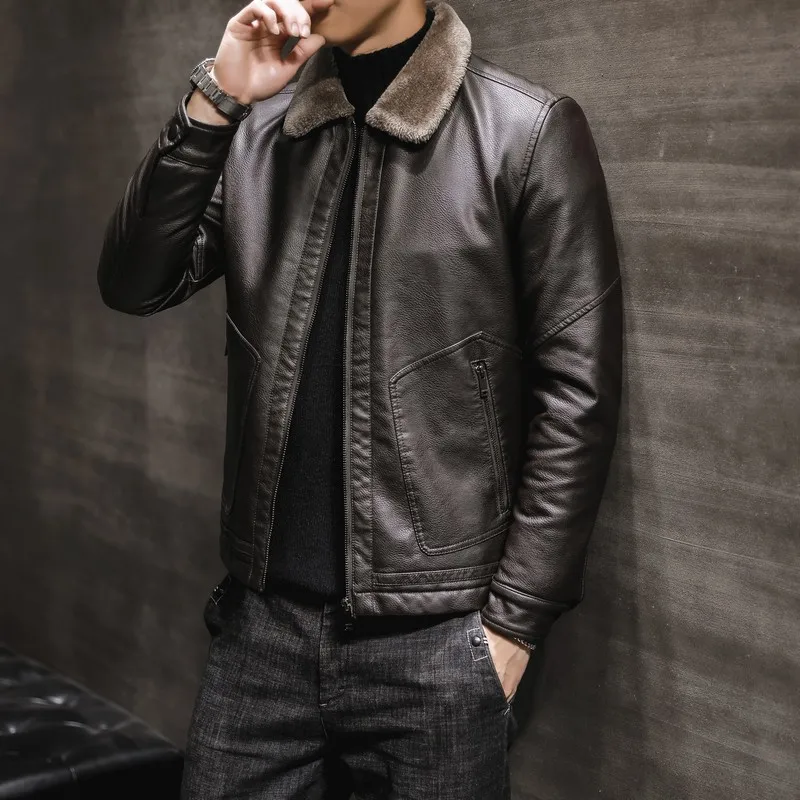 Autumn & Winter Leather Coat Men's Slim Fit Korean-style 2019 New Style Brushed And Thick Trend Locomotive Leather Jacket Handso
Autumn & Winter Leather Coat Men's Slim Fit Korean-style 2019 New Style Brushed And Thick Trend Locomotive Leather Jacket Handso