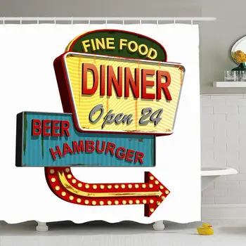 Shower Curtain Set with Hooks 72x72 Signage Diner Old Signagevintage Advertising Burger Banner Metal Sign Signs Hot Symbols Food
Shower Curtain Set with Hooks 72x72 Signage Diner Old Signagevintage Advertising Burger Banner Metal Sign Signs Hot Symbols Food