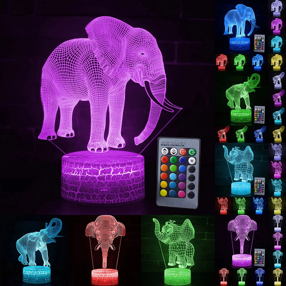 Elephant Pattern 3D LED Night Light Remote/Touch Control Fashion 7/16 Color Change LED Table Desk Lamp Kids Xmas Gift Decor D30
Elephant Pattern 3D LED Night Light Remote/Touch Control Fashion 7/16 Color Change LED Table Desk Lamp Kids Xmas Gift Decor D30