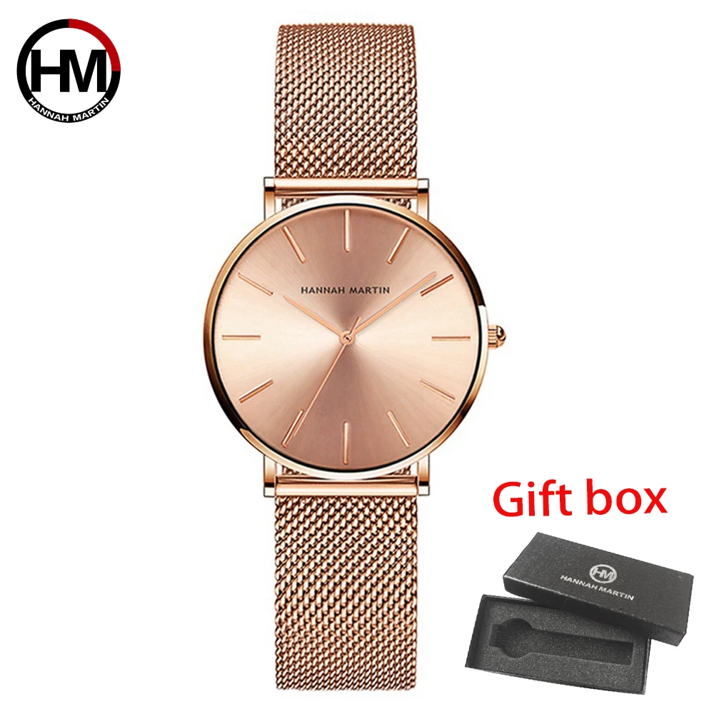 Hannah Martin Women Watch Japan Quartz Movement Simple Waterproof Rose Gold Stainless Steel Mesh Ladies watch relogio feminino
Hannah Martin Women Watch Japan Quartz Movement Simple Waterproof Rose Gold Stainless Steel Mesh Ladies watch relogio feminino