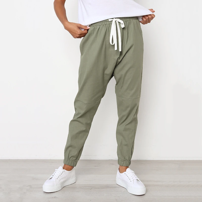 Summer Woman Solid Casual Pants Fashion Loose Harem Pants Drawstring Pockets Ankle-length Pants Female Trousers 2020 New
Summer Woman Solid Casual Pants Fashion Loose Harem Pants Drawstring Pockets Ankle-length Pants Female Trousers 2020 New