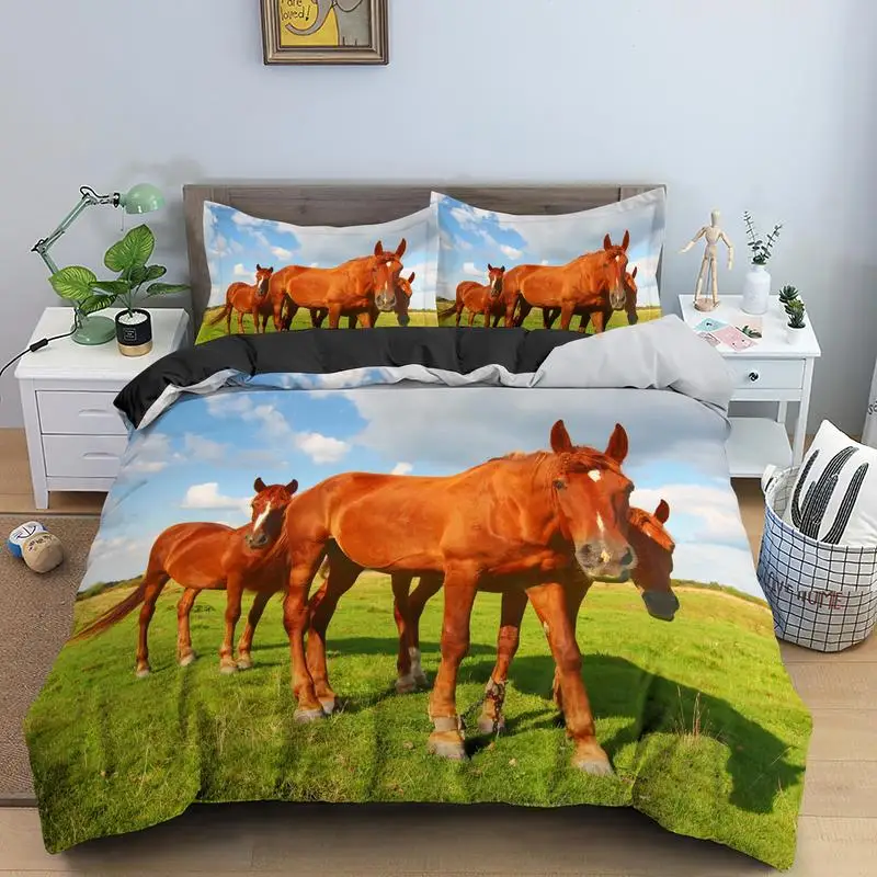 

Horse Print Bedding Set Quilt Cover EU/US/AU/UK Single Twin Full Queen King Size