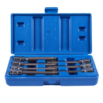 7-Piece 3/8 inch Extra Long Torx Star Bit Socket Set 110Mm Star Drill Socket Set with Box Packaging
7-Piece 3/8 inch Extra Long Torx Star Bit Socket Set 110Mm Star Drill Socket Set with Box Packaging