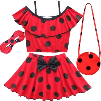 Summer Children One-Shoulder red black dot Bow Swimsuit Set Girls Cosplay ladybug Costume Bags Mask Swimsuit Set
Summer Children One-Shoulder red black dot Bow Swimsuit Set Girls Cosplay ladybug Costume Bags Mask Swimsuit Set
