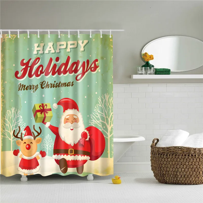Christmas-Printed-Shower-Curtain-For-Bathroom-Bathtub-Curtains-Decoration-Waterproof-Polyester-Bath-Curtain-With-12-Hooks (1)