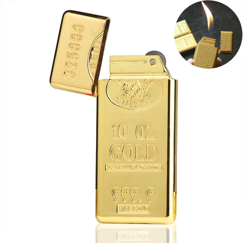 Bullion Shape Cigarette Lighter Creative Metal Grinding Wheel Gas Lighters Butane Flame Igniter Gold Brick Without Gas
Bullion Shape Cigarette Lighter Creative Metal Grinding Wheel Gas Lighters Butane Flame Igniter Gold Brick Without Gas