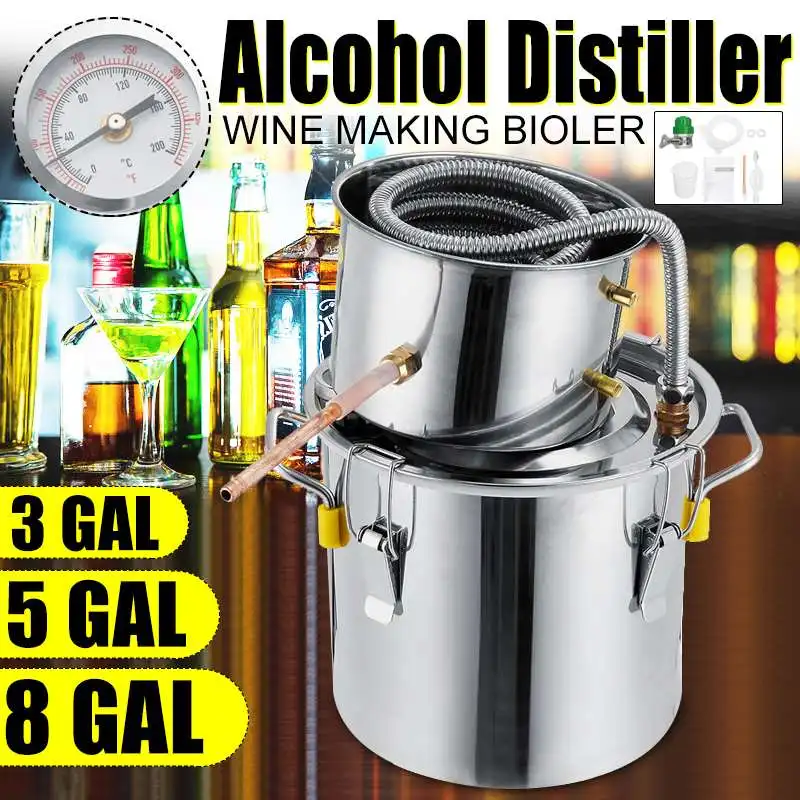 Professional 3/5/8GAL DIY Home Distiller Moonshine Alcohol Still Stainless Copper Water Wine Essential Oil Brewing Kit
Professional 3/5/8GAL DIY Home Distiller Moonshine Alcohol Still Stainless Copper Water Wine Essential Oil Brewing Kit