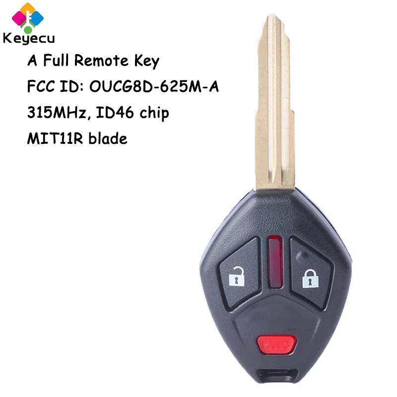 

KEYECU Remote Head Car Key With 3 Buttons 315MHz ID46 Chip for Mitsubishi i-MiEV Outlander Lancer GTS Fob FCC ID: OUCG8D-625M-A