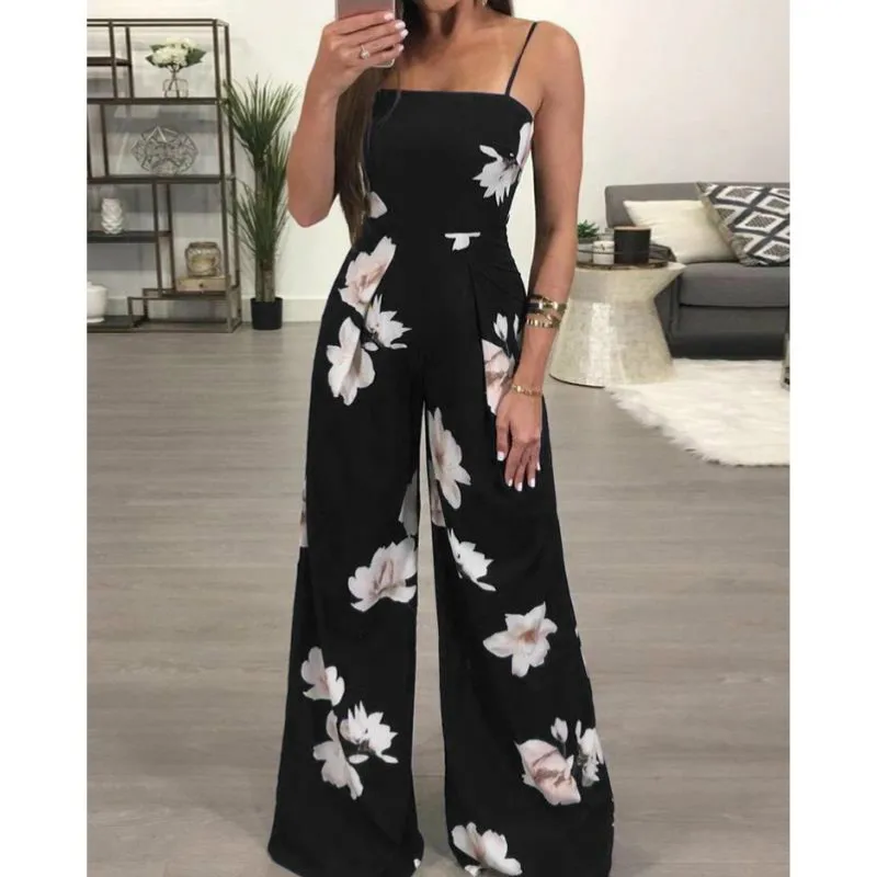 Womens Holiday Summer Beach Style Floral Print Sleeveless Backless Wide Leg Jumpsuit
Womens Holiday Summer Beach Style Floral Print Sleeveless Backless Wide Leg Jumpsuit