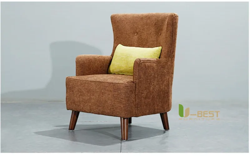 living room furniture modern chair Italian design wooden frame chair leisure chair single fabric sofa chair (4)
