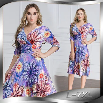 Women's Dress New Five-point Sleeve V-neck Print Large Size Bohemian Style Waist Dress
Women's Dress New Five-point Sleeve V-neck Print Large Size Bohemian Style Waist Dress
