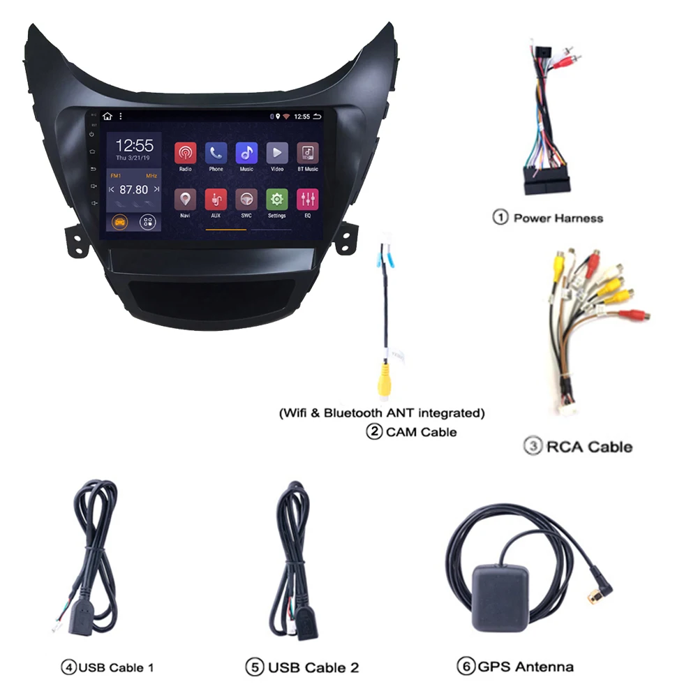 Best 2G+32G GPS Navigation For Hyundai Elantra 2011-2013 Car Radio Android 8.1 9" multimedia system DVD MP5 player Carplay USB TV SWC 0