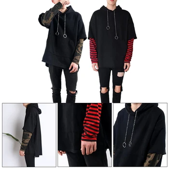 Spring Autumn Men Two Hoodie Piece Stripe Patchwork Hoodie Drawstring Hooded Top Cute Hip Hop Personality Boys Jacket Outerwear
Spring Autumn Men Two Hoodie Piece Stripe Patchwork Hoodie Drawstring Hooded Top Cute Hip Hop Personality Boys Jacket Outerwear