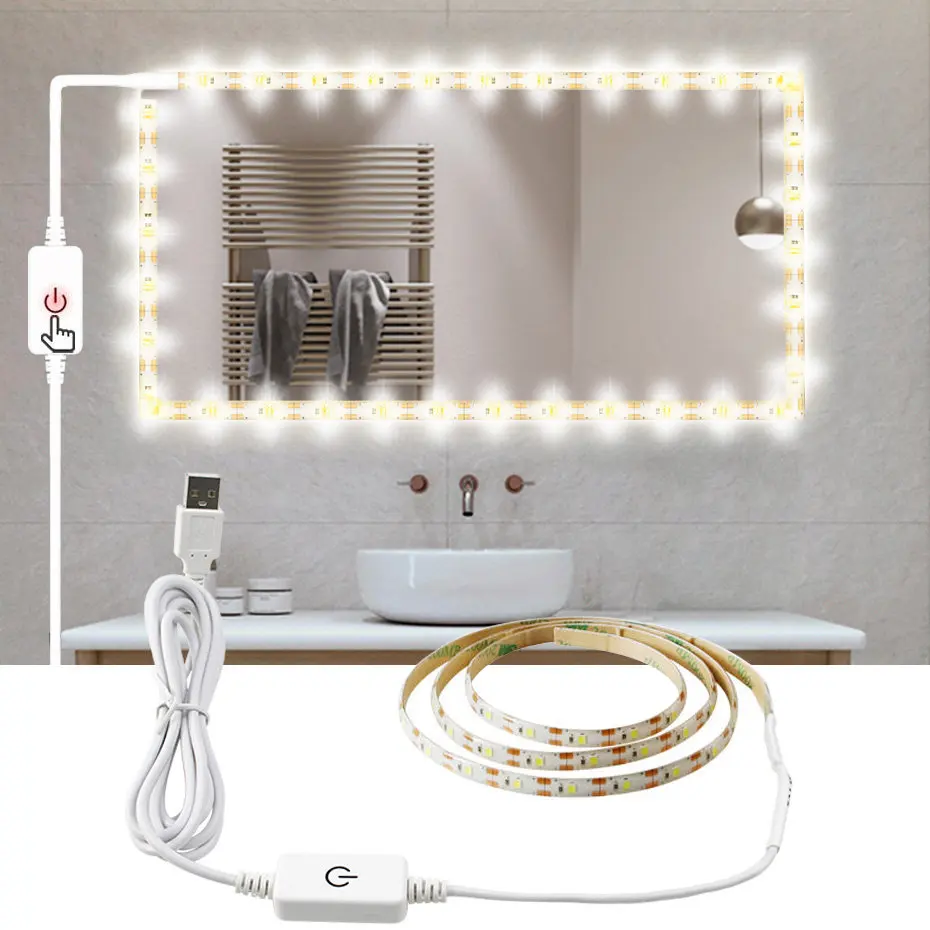 Led Mirror Light Strip 1M 2M 3M 4M 5M USB Power DC 5V Touch Sensor Dimmable Strip Led For Mirror Light Bathroom Table Wardrobe
Led Mirror Light Strip 1M 2M 3M 4M 5M USB Power DC 5V Touch Sensor Dimmable Strip Led For Mirror Light Bathroom Table Wardrobe