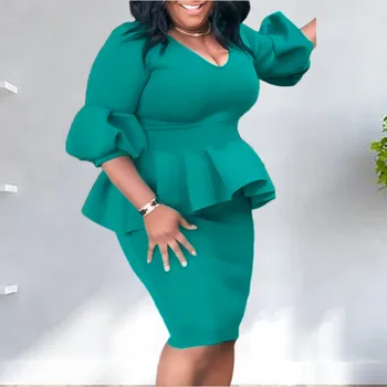 African Women Bodycon Dresses Puff Sleeves Ruffles Peplum Tight Green Package Hip Office Ladies Female Large Size Ladies Fashion
African Women Bodycon Dresses Puff Sleeves Ruffles Peplum Tight Green Package Hip Office Ladies Female Large Size Ladies Fashion