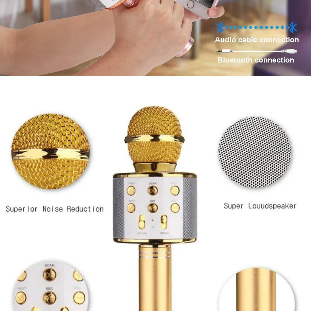 Fast-Delivery WS858 Karaoke Microphone Wireless Speaker Recording Youtube Bluetooth Microphone For Smartphone Kids Fast-Delivery WS858 Karaoke Microphone Wireless Speaker Recording Youtube Bluetooth Microphone For Smartphone Kids