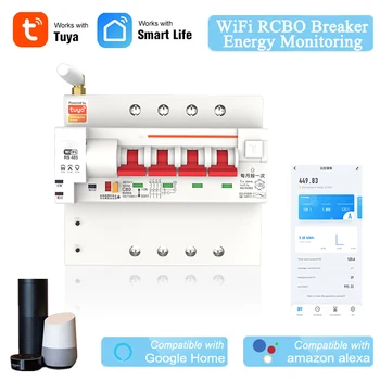 Din Rail Tuya Smart RCBO Circuit Breaker with Energy Monitoring 4P WiFi RCBO MCB Leakage Current Protection Alexa Compatible
Din Rail Tuya Smart RCBO Circuit Breaker with Energy Monitoring 4P WiFi RCBO MCB Leakage Current Protection Alexa Compatible