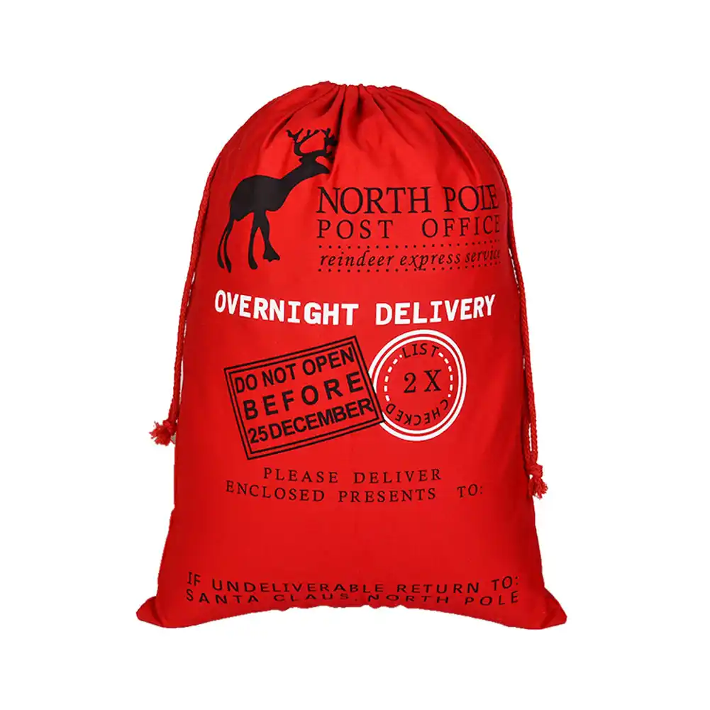 christmas gift drawstring bag sack santa claus deer gunnysack