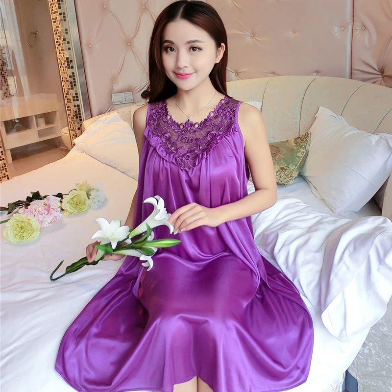 

Women's Sexy Lingerie Silk Nightgown Summer Dress Lace Night Dress Sleepwear Babydoll Nightie Satin Homewear Home Nightwear