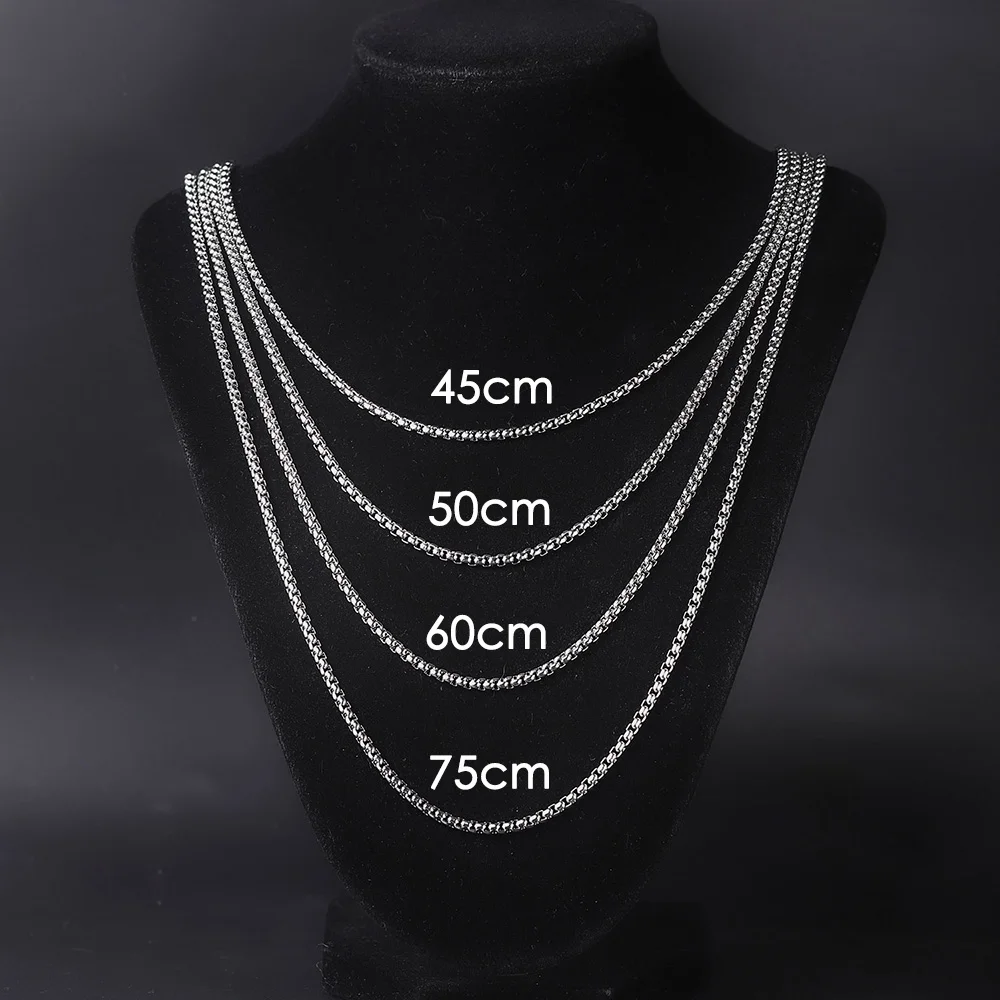 Hip Hop Necklaces For Men Women Gold Color Stainless Steel Necklace 3MM Square Pearl Chain Rapper Chain Personality Jewelry C021