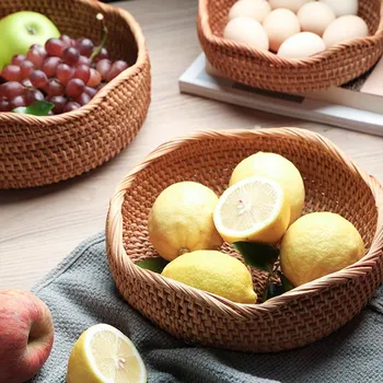 Handmade Rattan Round Fruit Basket Food Storage Bowls Kitchen Organizer Snack Serving Bowl
Handmade Rattan Round Fruit Basket Food Storage Bowls Kitchen Organizer Snack Serving Bowl