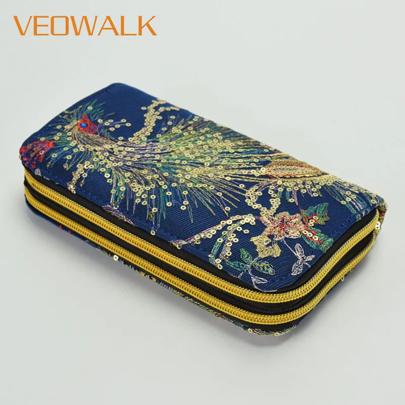 Veowalk Peacock Shiny Sequins Embroidered Women Canvas Purse Handmade Ladies Big Wallets for Phone Keys Cards Coins
Veowalk Peacock Shiny Sequins Embroidered Women Canvas Purse Handmade Ladies Big Wallets for Phone Keys Cards Coins