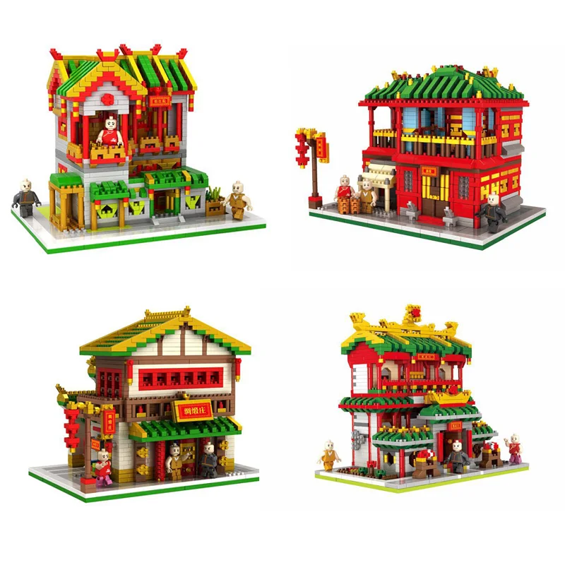 Город Мини улица вид chinatown nanobrick ночной клуб mercery китайские боевые искусства зал