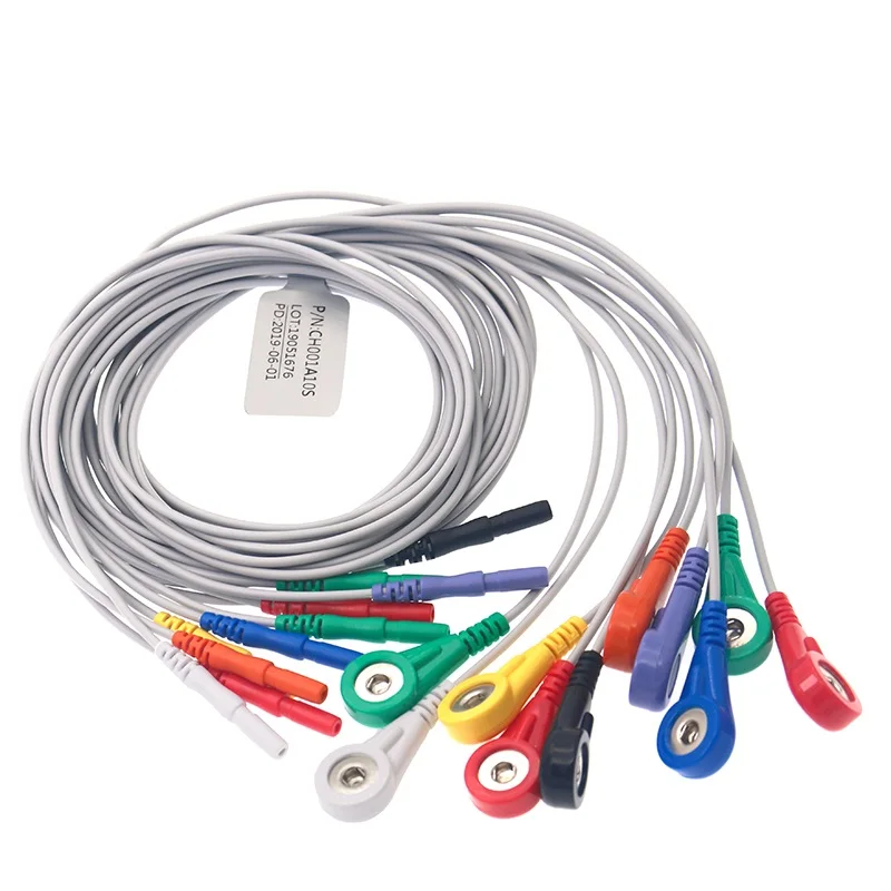 

Holter Recorder ECG Patient Cable Din 1.5 10 Leads Snap 4.0 AHA Standard for Din1.5 Holtr Record Instruments Leadwires