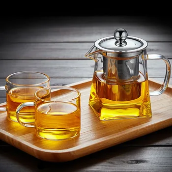 

Glass Teapot Heat Resistant Square Glass Teapot Tea Infuser Filter Milk Oolong Flower Tea Pot 350/550/750/950ML