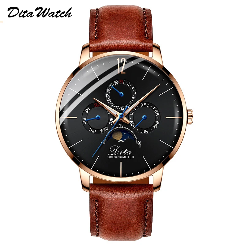 Mens Watches Top Brand Luxury Quartz Watch Men Fashion Waterproof Complete Calendar Moon Phase Week Men Wristwatch New 2019 DITA
Mens Watches Top Brand Luxury Quartz Watch Men Fashion Waterproof Complete Calendar Moon Phase Week Men Wristwatch New 2019 DITA