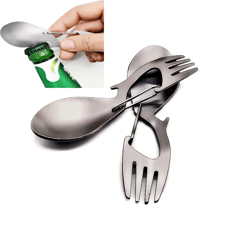 3-in-1 multifunctional titanium Spork spoon fork opener camping tableware survival EDC quick hanging kitchen tools
3-in-1 multifunctional titanium Spork spoon fork opener camping tableware survival EDC quick hanging kitchen tools