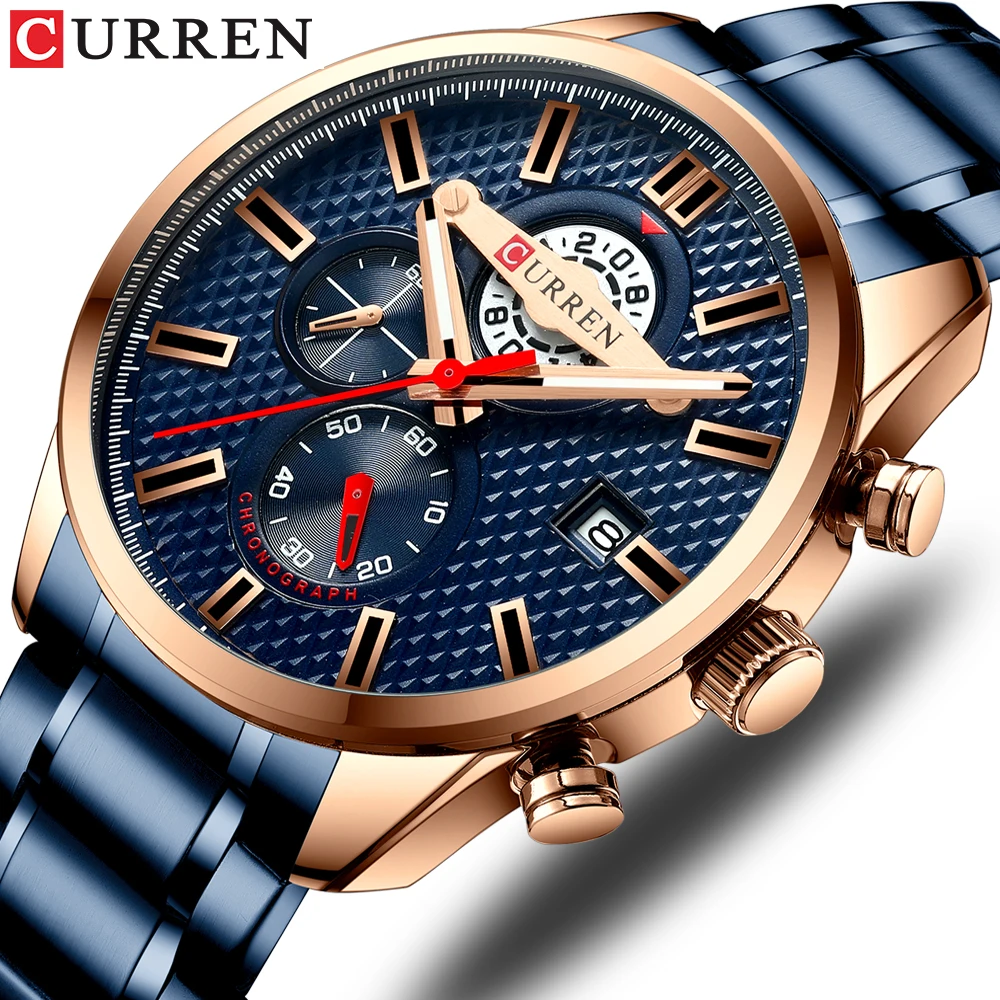 CURREN Top Brand New Creative Chronograph Men Watches Sports Business Wrist Watch Stainless Steel Quartz Male Clock Reloj Hombre
CURREN Top Brand New Creative Chronograph Men Watches Sports Business Wrist Watch Stainless Steel Quartz Male Clock Reloj Hombre