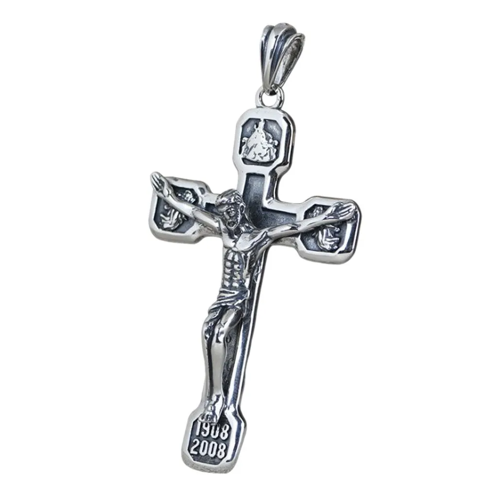 

BOCAI New real S925 pure silver jewelry vintage Thai silver men's Jesus cross pendant solid 925 silver man pendant