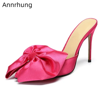 Sexy Satin Butterfly-knot Party Shoes Woman 10cm Thin Heel Pointed Toe High Heel Mules Big Bowknot Runway Slippers Women
Sexy Satin Butterfly-knot Party Shoes Woman 10cm Thin Heel Pointed Toe High Heel Mules Big Bowknot Runway Slippers Women