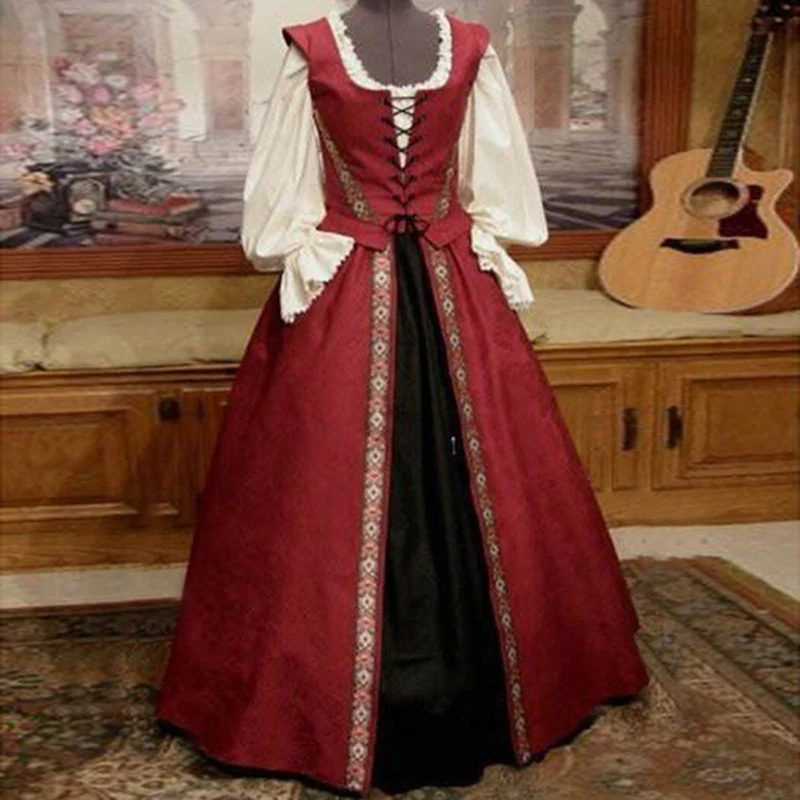 Women Vintage Dress Ladies Cosplay Long A-Line Stylish Costume Scoop Neck Gothic Steampunk Party Dress Long Swing Dresses
Women Vintage Dress Ladies Cosplay Long A-Line Stylish Costume Scoop Neck Gothic Steampunk Party Dress Long Swing Dresses