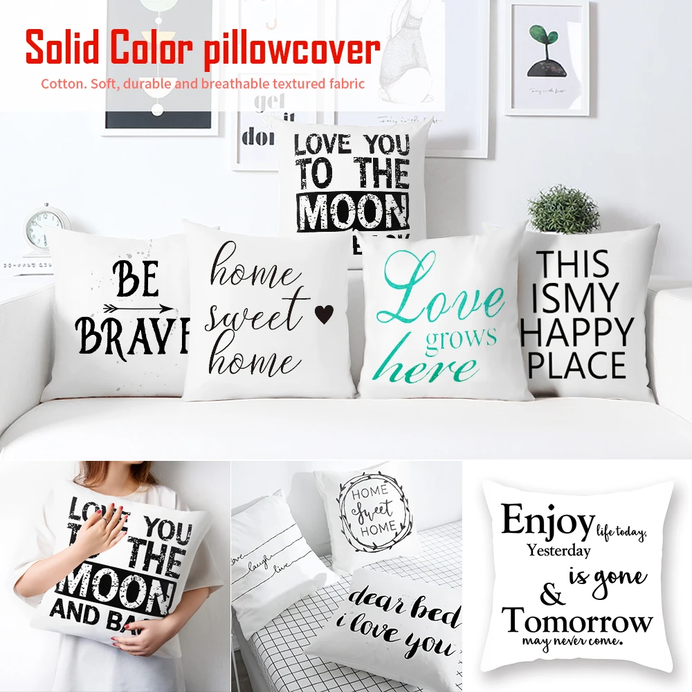 searchi letter printed cushion coverd square 45x45 decorative