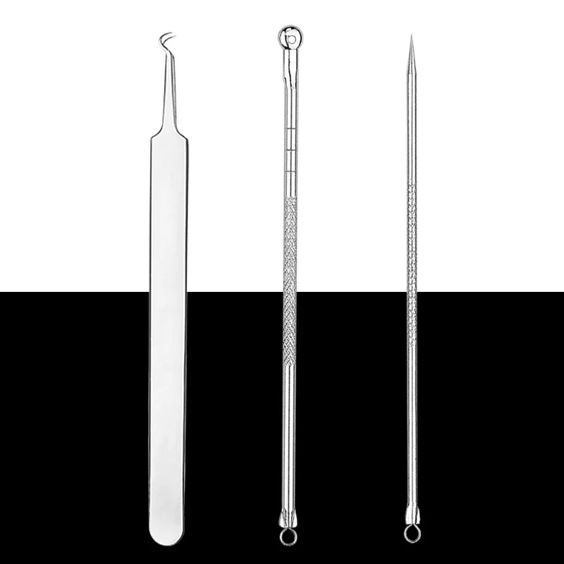 

3pcs set Blackhead Remover Acne Removal Comedone Pimple Blemish Extractor Blackhead Needles Face Deep Pore Clean Skin Care Tool