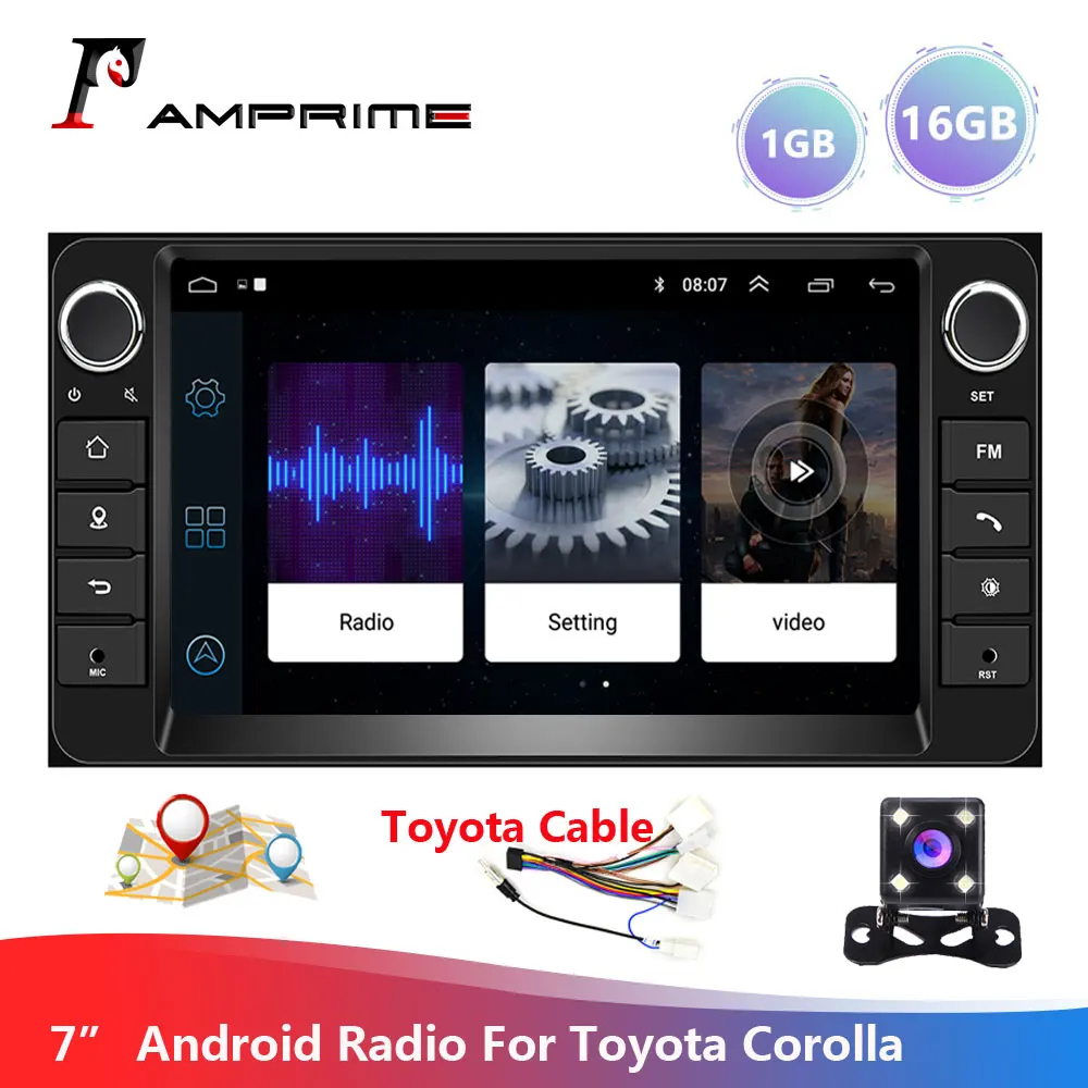Автомагнитола AMPrime 2 Din 7 " Android мультимедийный плеер GPS Wi Fi Bluetooth для Toyota Corolla